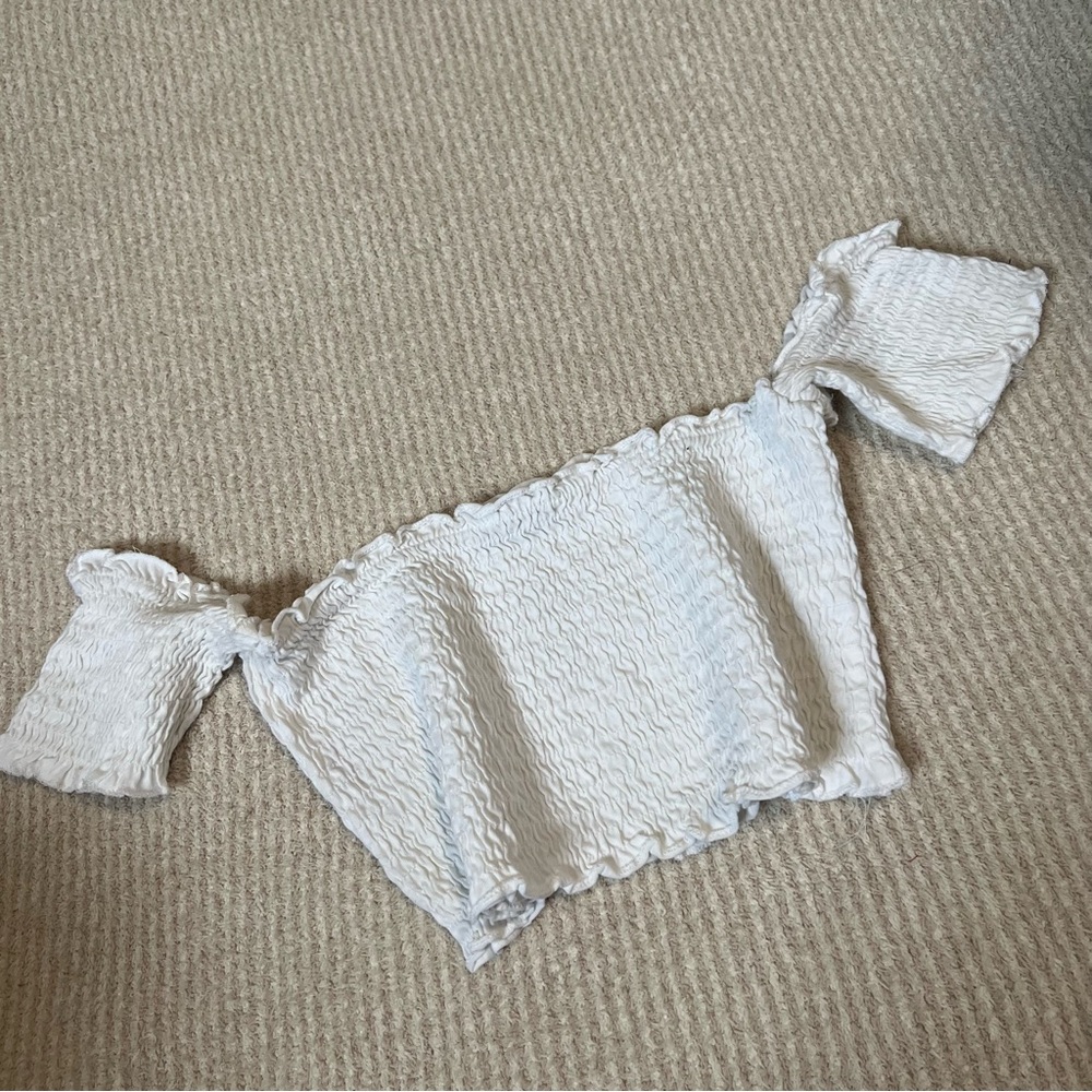 Zara off the shoulder ruffle top